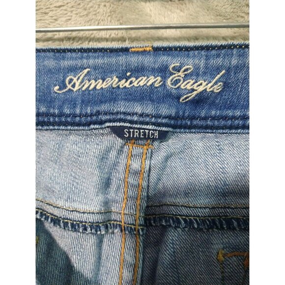 American Eagle Jeans Womens 6 Blue Denim Stretch Slim Boot Low Rise Medium Wash - Picture 7 of 9